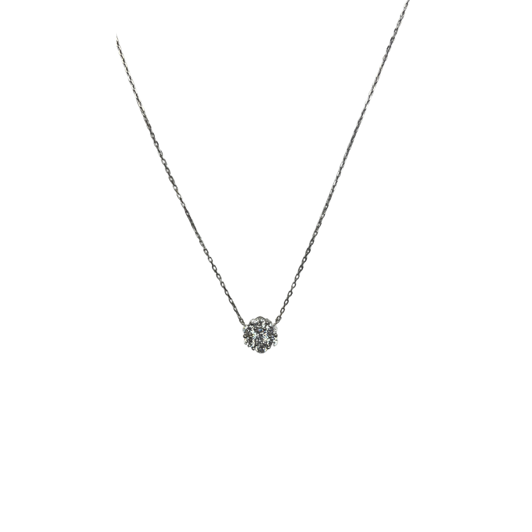 Exquisite Flower Cluster Zircon Sterling Silver Pendant Necklace, Elegant Floral Jewelry Gift