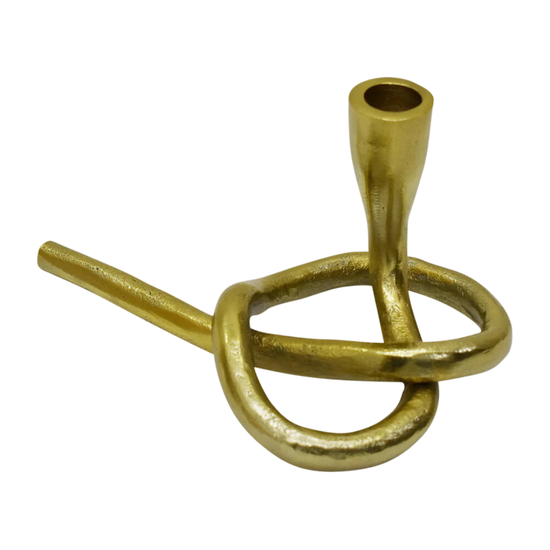 Metal, 4" Knotted Taper Candleholder, Gold