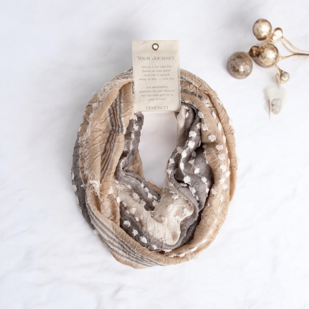 Textured Infinity Scarf in Tan: Embrace Comfort and Elegance with a Versatile Accessory