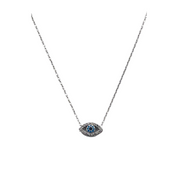 Sterling Silver, Pendant Necklace, Zircon, Evil Eye, Clear, Soft Blue, Lobster Clasp, BirthdayGift