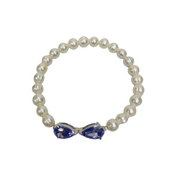 Lilac Dream Purple Honora  Ivory Freshwater Pearl Bow Zircon Bracelet - Sterling Silver, Elegant Jewelry 