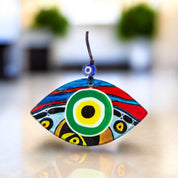 Turkish Eye Shaped Evil Eye Wall Art – Multi-Color Fused Glass Decor for Positive Energy