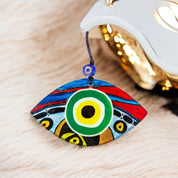 Turkish Eye Shaped Evil Eye Wall Art – Multi-Color Fused Glass Decor for Positive Energy