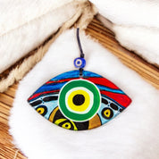 Turkish Eye Shaped Evil Eye Wall Art – Multi-Color Fused Glass Decor for Positive Energy