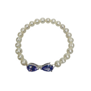 Lilac Dream Purple Honora  Ivory Freshwater Pearl Bow Zircon Bracelet - Sterling Silver, Elegant Jewelry 