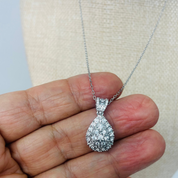 Zircon Cluster Sterling Silver Tear Drop Pendant Necklace