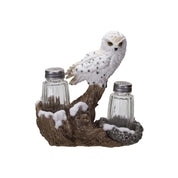 Snowy Owl Perching On Tree Branch Salt & Pepper Shakers Set