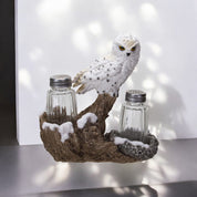 Snowy Owl Perching On Tree Branch Salt & Pepper Shakers Set