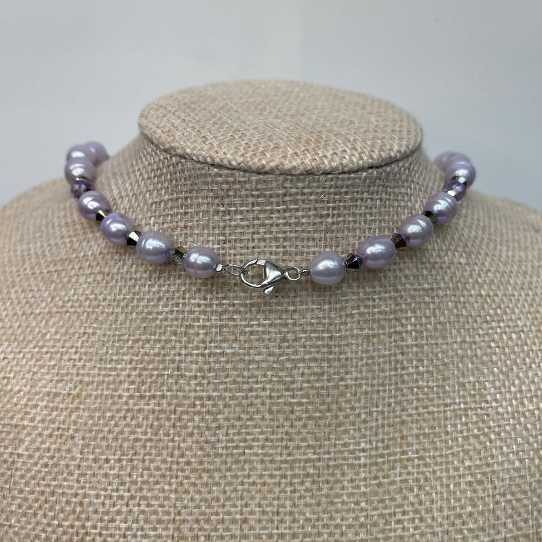 Freshwater Pearl Necklace, Purple, Lilac Pearls, Genuine Pearl Necklace, Beaded Necklace, Gift for Her