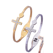 Lady Cross Stainless Steel Artificial Gemstones Bangle