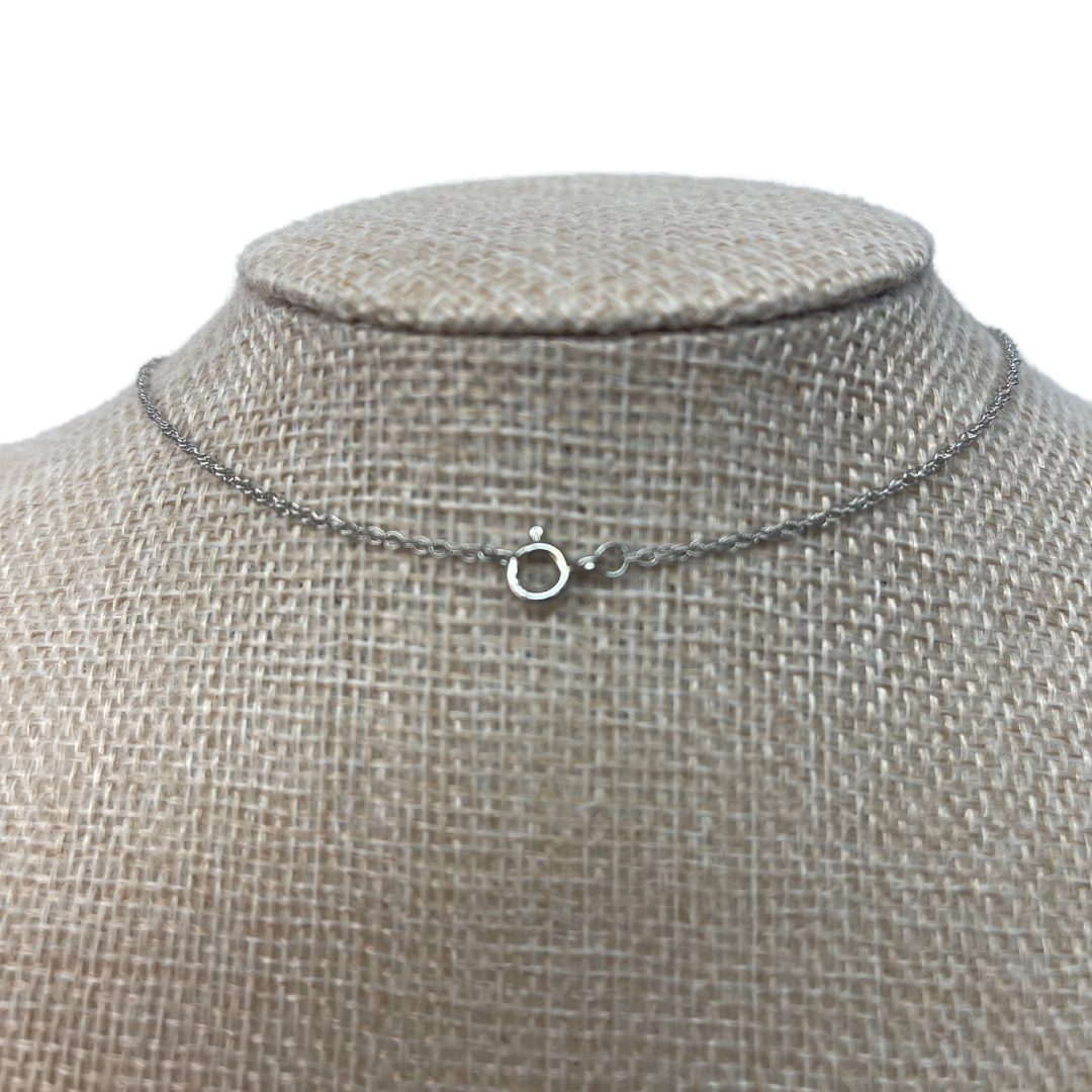 Soft Blue and Crystal Zircon Sterling Silver Pendant Necklace with Dangling Freshwater Pearl.