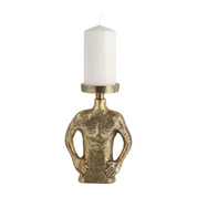 Metal, 9" Hands On Hip Pillar Candleholder, Gold