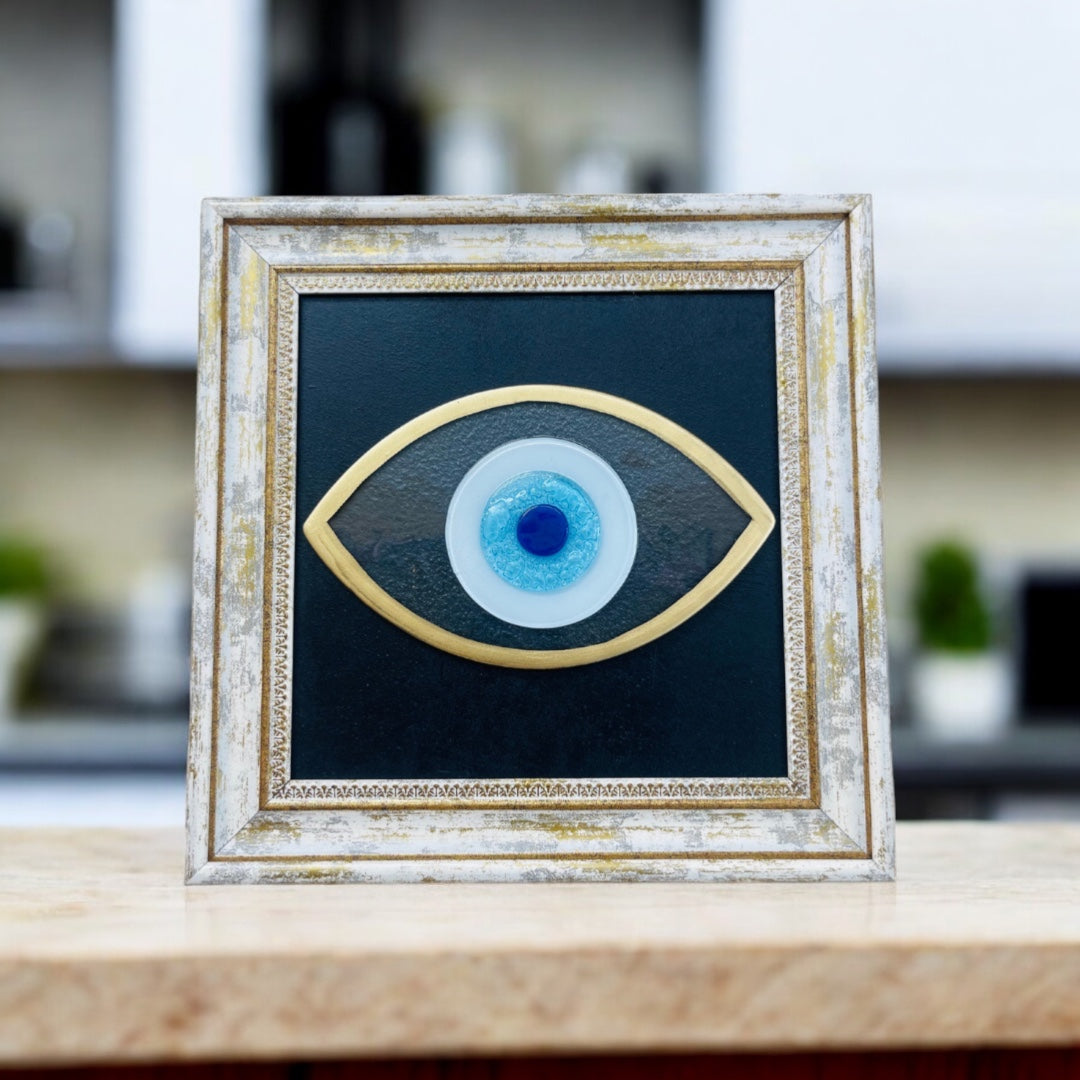 Clear Eye Shaped, Evil Eye, Wall Art, Fused Glass, Gift for Home