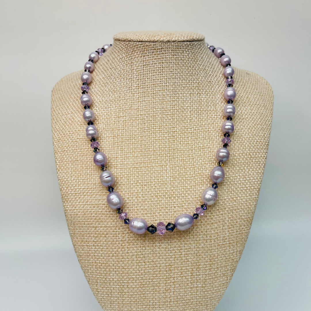 Freshwater Pearl Necklace, Purple, Lilac Pearls, Genuine Pearl Necklace, Beaded Necklace, Gift for Her