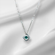 Radiant Orbit Pendant Necklace with Sterling Silver Lab-Grown Gemstone Inlay