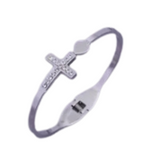 Lady Cross Stainless Steel Artificial Gemstones Bangle