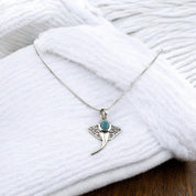 Stingray Pendant, Larimar Gemstone, Sterling Silver Necklace, Unique Ocean-Inspired Jewelry