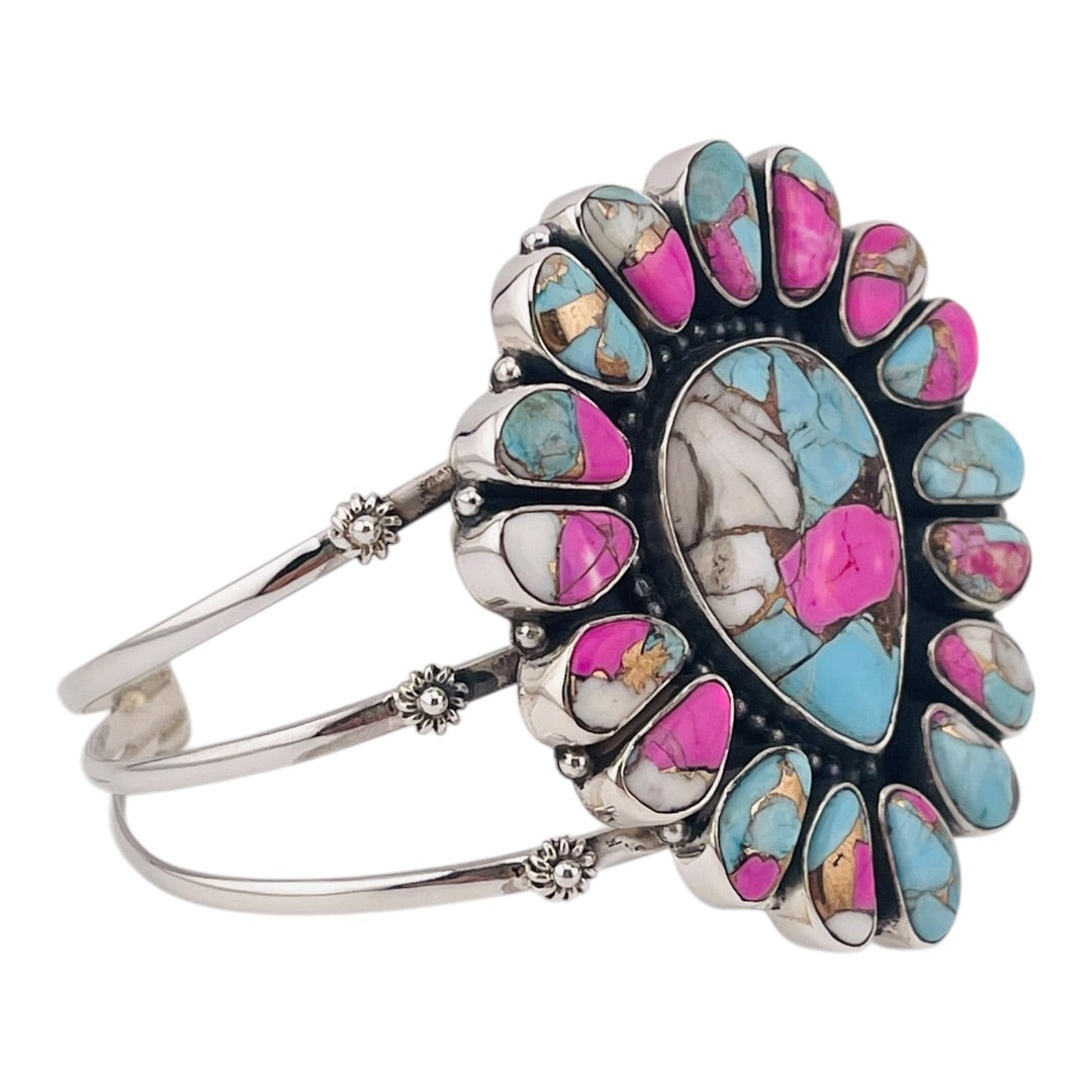 Cotton Candy 925 Sterling Silver Gemstone Bangle 