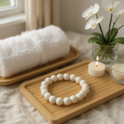 White Fossil Stone Beaded Bracelet Stretchable