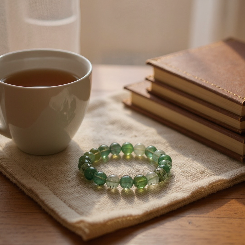Moss Agate Beaded Bracelet Stretchable