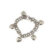 Sterling Silver Chain Link Bracelet with Heart Charms and Toggle Clasp, Jewelry, Elegant Gift, Gift for Her