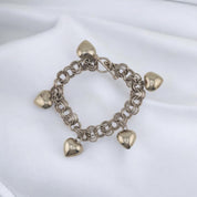 Sterling Silver Chain Link Bracelet with Heart Charms and Toggle Clasp, Jewelry, Elegant Gift, Gift for Her