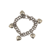 Sterling Silver Chain Link Bracelet with Heart Charms and Toggle Clasp, Jewelry, Elegant Gift, Gift for Her