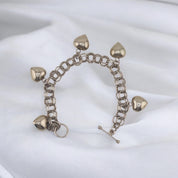 Sterling Silver Chain Link Bracelet with Heart Charms and Toggle Clasp, Jewelry, Elegant Gift, Gift for Her