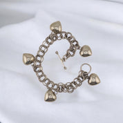 Sterling Silver Chain Link Bracelet with Heart Charms and Toggle Clasp, Jewelry, Elegant Gift, Gift for Her