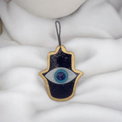 Fused Glass, Hamsa, Evil Eye, Dark Blue, Wall Ornament, Home Protection