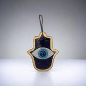 Fused Glass, Hamsa, Evil Eye, Dark Blue, Wall Ornament, Home Protection