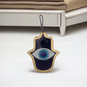 Fused Glass, Hamsa, Evil Eye, Dark Blue, Wall Ornament, Home Protection