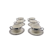 White Tea and Coffee Set with Silver Accents