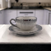 White Tea and Coffee Set with Silver Accents