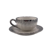 White Tea and Coffee Set with Silver Accents