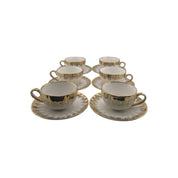 White Tea and Coffee Set with Gold Accents