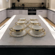 White Tea and Coffee Set with Gold Accents