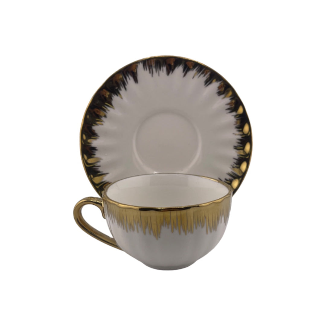 White Tea and Coffee Set with Gold Accents