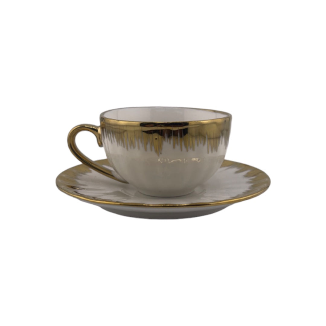 White Tea and Coffee Set with Gold Accents