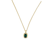 Gold-Plated, Sterling Silver, Zircon, Pendant, Necklace, Oval, Green, Perfect Gift