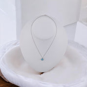 Sterling Silver, Zircon, Light Blue, Round, Pendant, Necklace, Birthstone, Perfect Gift