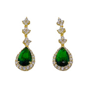 Gold-Plated, Sterling Silver, Zircon, Green, Teardrop, Tassel, Earrings, Emerald Dream