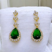 Gold-Plated, Sterling Silver, Zircon, Green, Teardrop, Tassel, Earrings, Emerald Dream