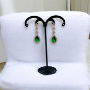 Gold-Plated, Sterling Silver, Zircon, Green, Teardrop, Tassel, Earrings, Emerald Dream