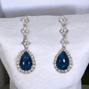 Sterling Silver, Zircon, Blue, Teardrop, Tassel, Earrings, Sapphire Dream