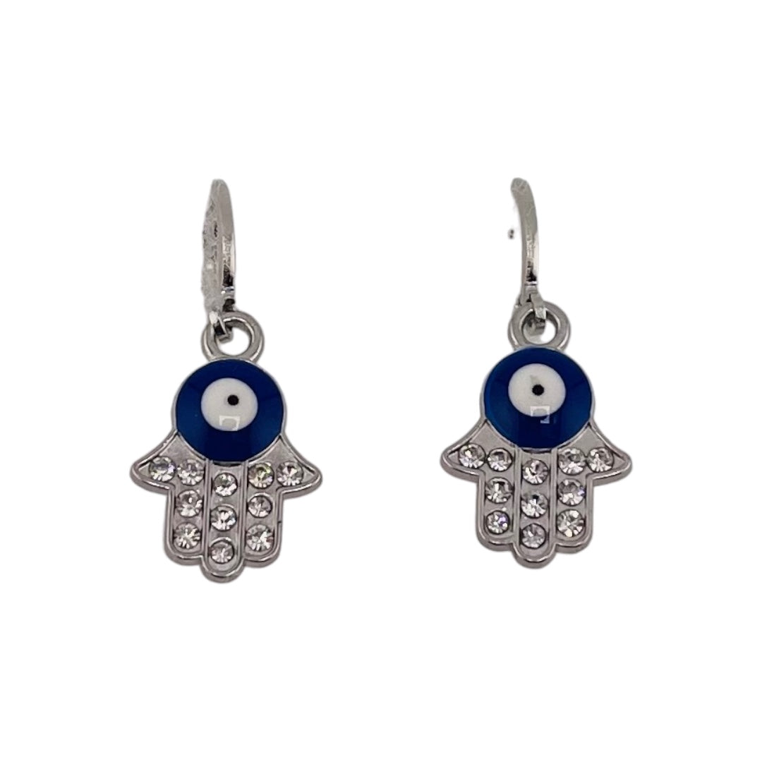 Sterling Silver, Zircon, Hamsa, Evil Eye, Earrings, Perfect Gift,Talisman