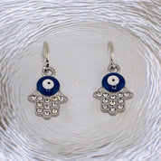 Sterling Silver, Zircon, Hamsa, Evil Eye, Earrings, Perfect Gift,Talisman