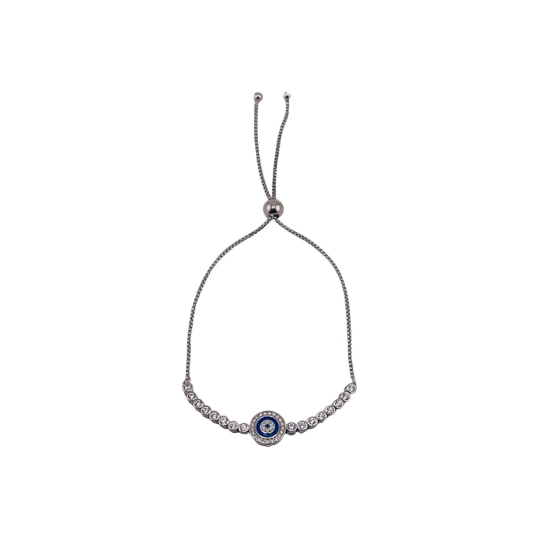 Sterling Silver, Zircon, Evil Eye, Bolo Tie, Bracelet, Round