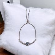 Sterling Silver, Zircon, Evil Eye, Bolo Tie, Bracelet, Round