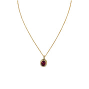 Gold-Plated, Sterling Silver, Zircon, Pendant, Necklace, Oval, Red, Perfect Gift